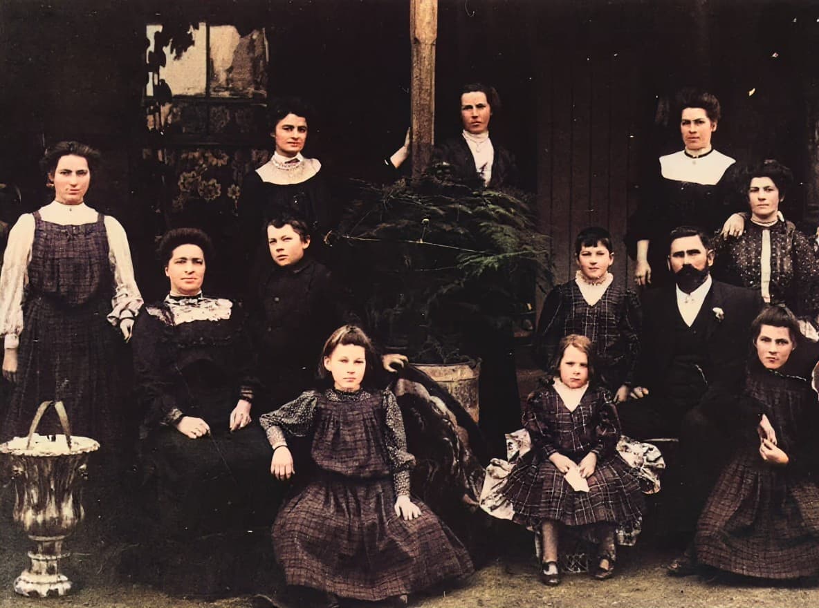 Colorized Vintage family portrait